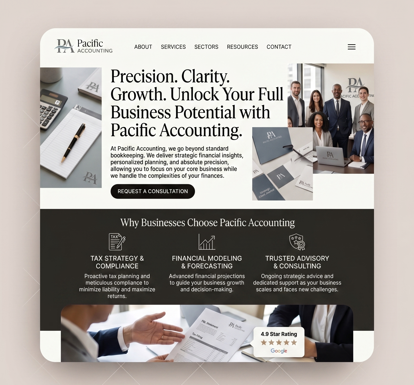 Accounting business specific website content